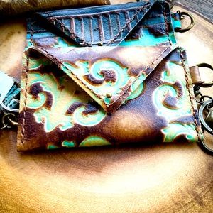 Boho style mini Leather Wallet